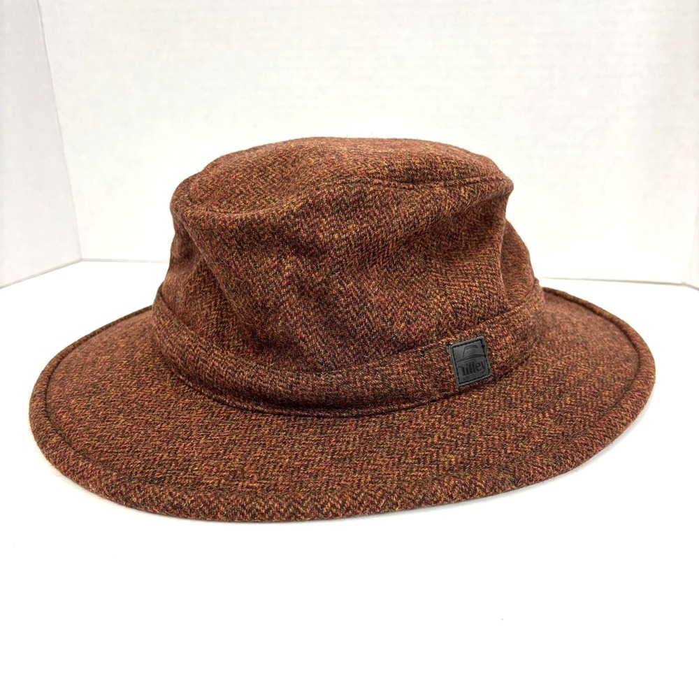 Tilley Tec-Wool TTW2 Boonie Hat Mens 7 5/8 Brown Wool Ear Flap Canada Winter